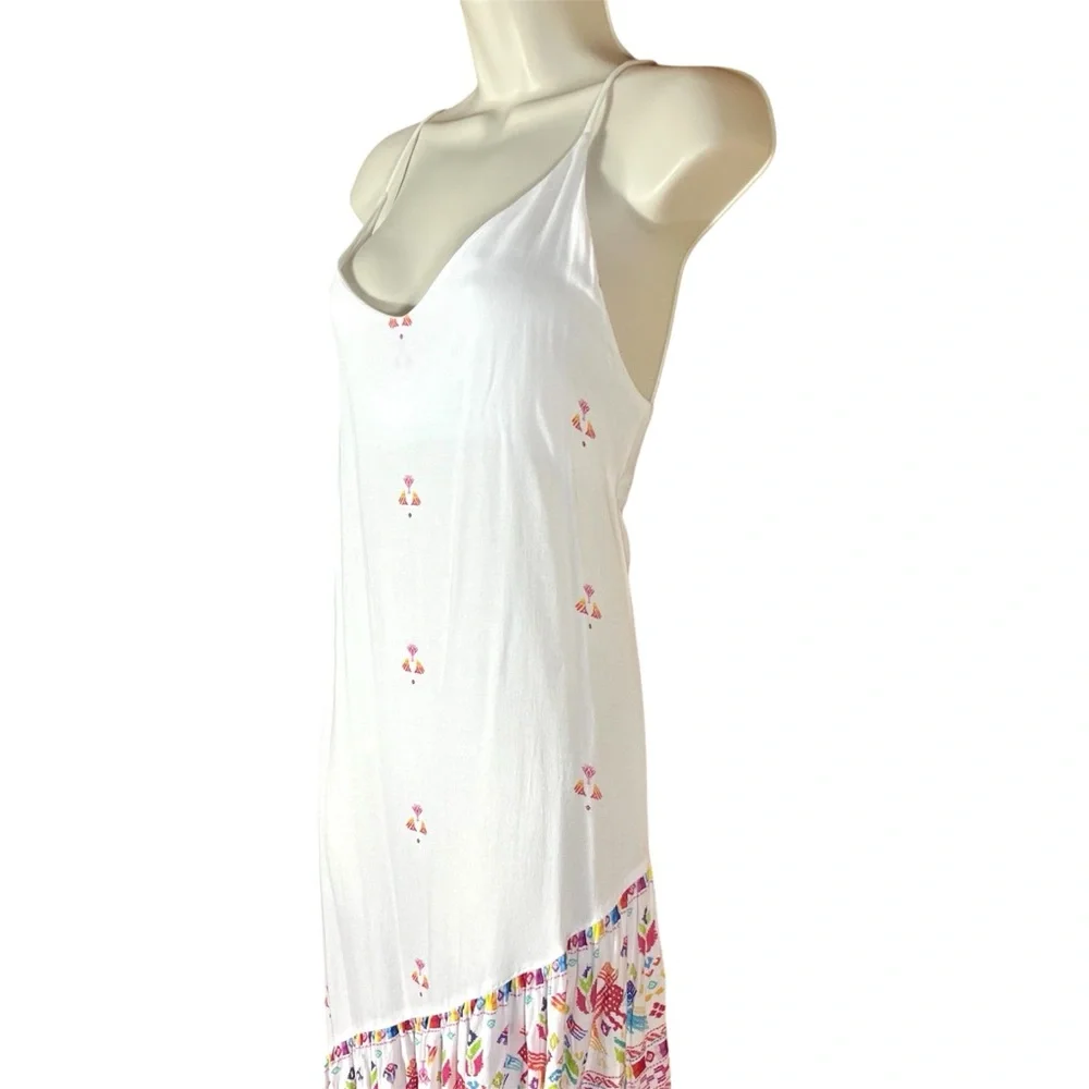 Jen's Pirate Booty White High-Low Slip Dress with Multicolor Embroidery - Picture 5 of 13